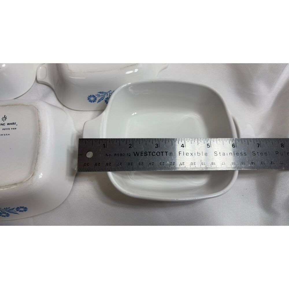 Corning Ware Vintage 4 Petite Pan Casserole Dishes Iconic Blue Cornflower Patter - Picture 8 of 10